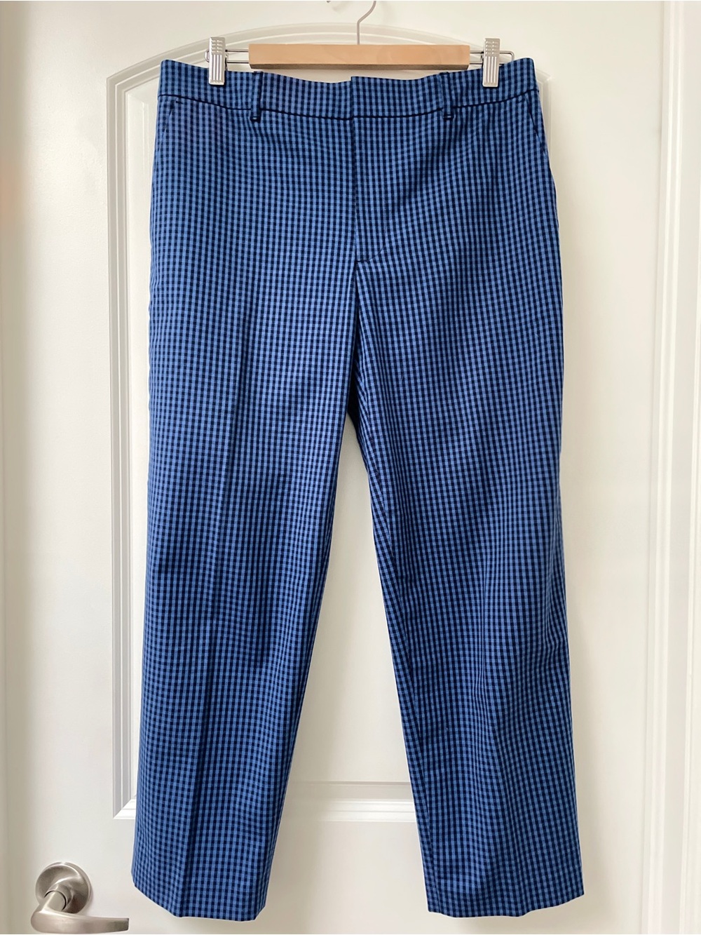 Club Monaco Blue Gingham Check Straight Leg Pants Size 8